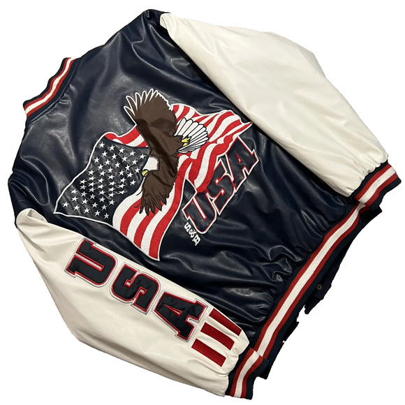 Steve & Barry’s USA Eagle Varsity Jacket Bomber Wool Leather Mens XL Y2K Vintage - Picture 11 of 13
